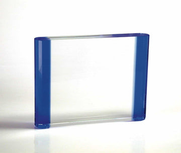 Blue Plaque Rectangle Crystal Award customizable with texts and logos, great for corporate events, awards for corporate parties and award ceremonies